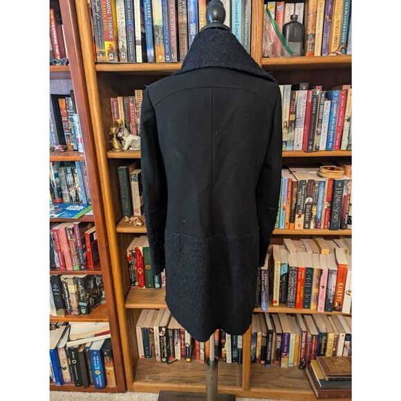 Vintage Toy G Women’s U.S. 8 Black Wool Blend Overcoat Jacket Collared - Picture 3 of 10